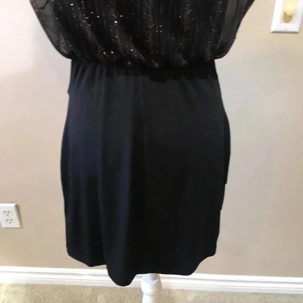 EnFocus Petite Gold/Red Shimmer Sheer Top Dress Pleated Layering Skirt-Size 12P - Picture 8 of 8